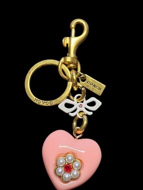 Letter "C" Pink Enamel Heart Key Fob
